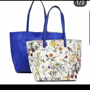 Blue Flower Printed 2-in-1 Shopper